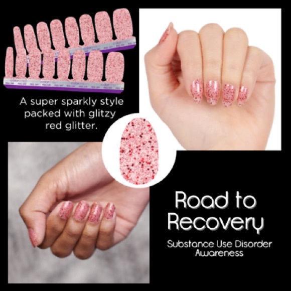 Color Street ROAD TO RECOVERY Substance Abuse Awareness Pink With Red Glitter - Picture 7 of 8